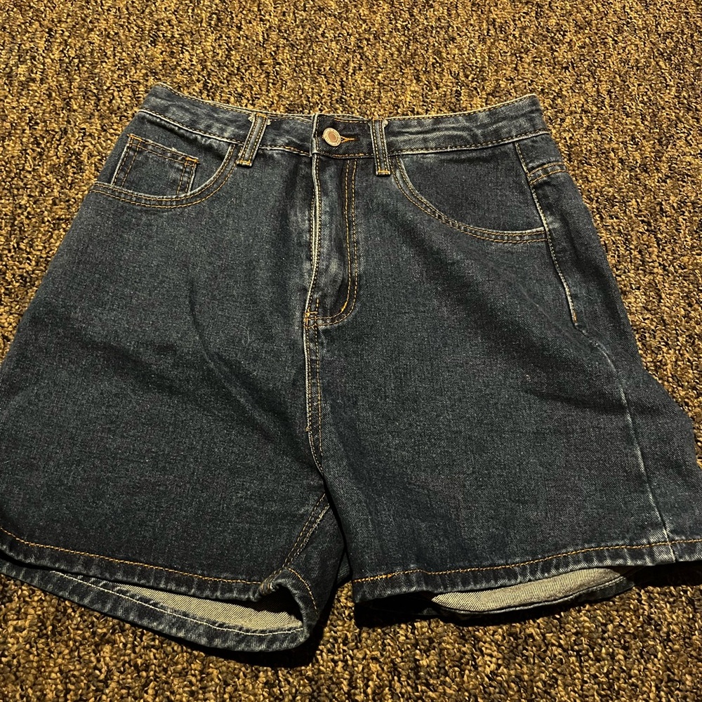 SHEIN Blue Jean Shorts with Frayed Hems